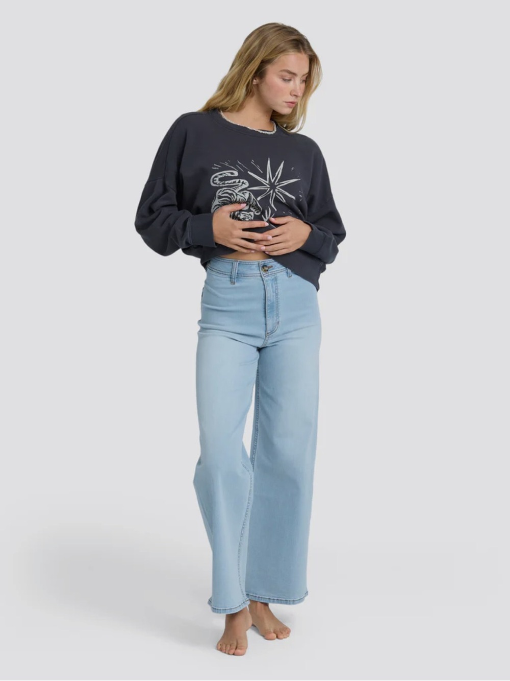 Billabong Light Blue High-Rise Wide Leg Jeans